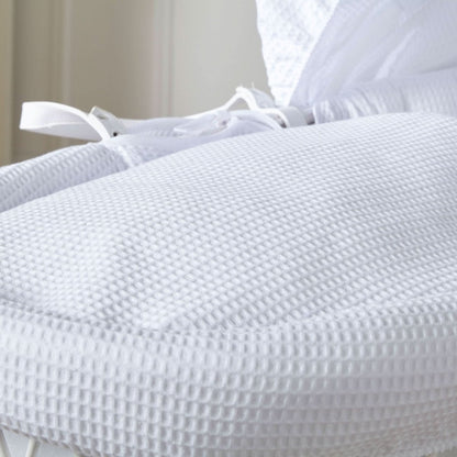 White Waffle White Wicker Baby Moses Basket With Stand - Glamorous Boutique
