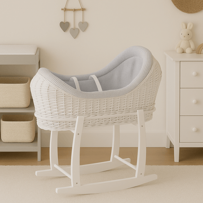 Wicker Deluxe Pod Baby Moses Basket With Stand - Glamorous Boutique