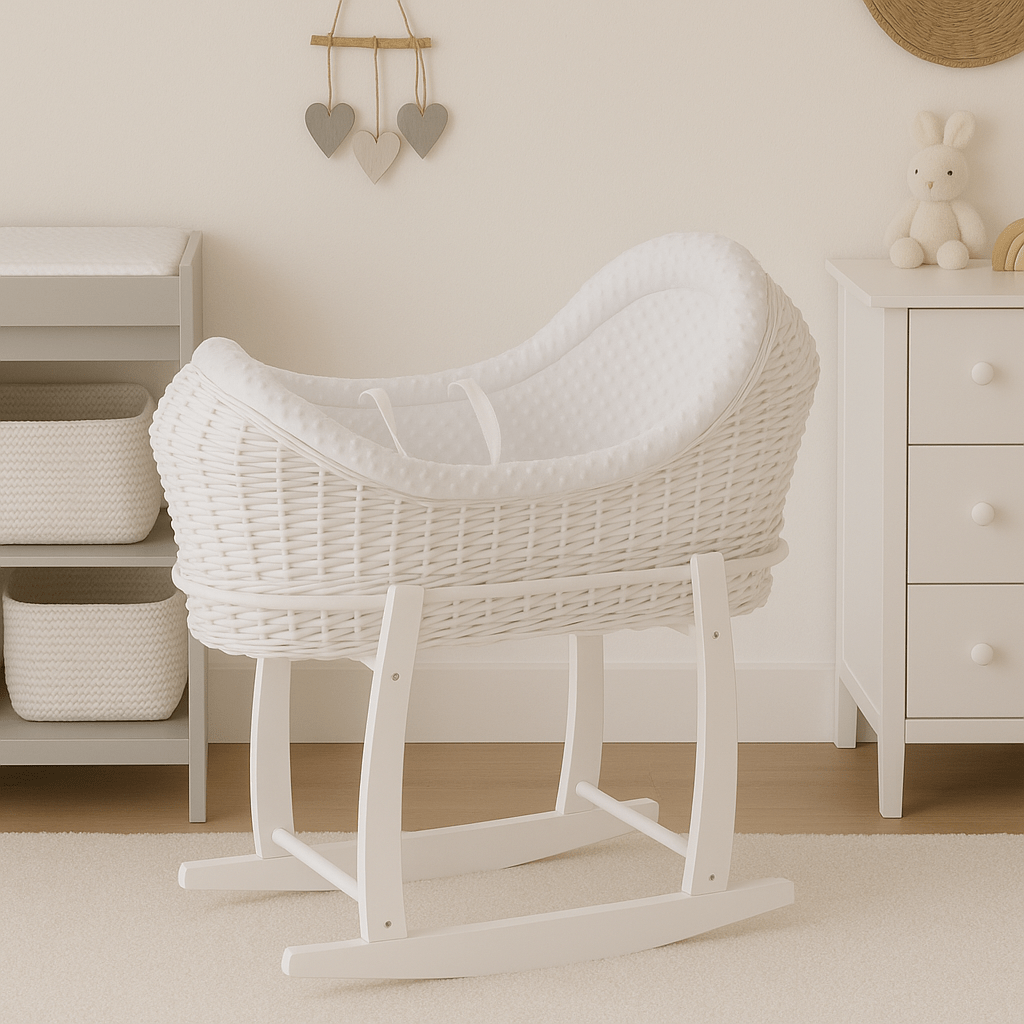 Wicker Deluxe Pod Baby Moses Basket With Stand - Glamorous Boutique