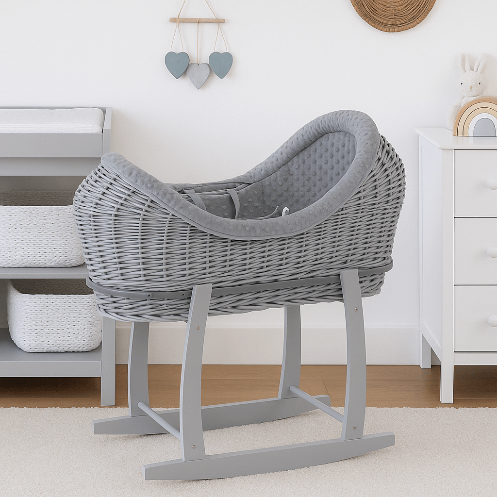 Wicker Deluxe Pod Baby Moses Basket With Stand - Glamorous Boutique