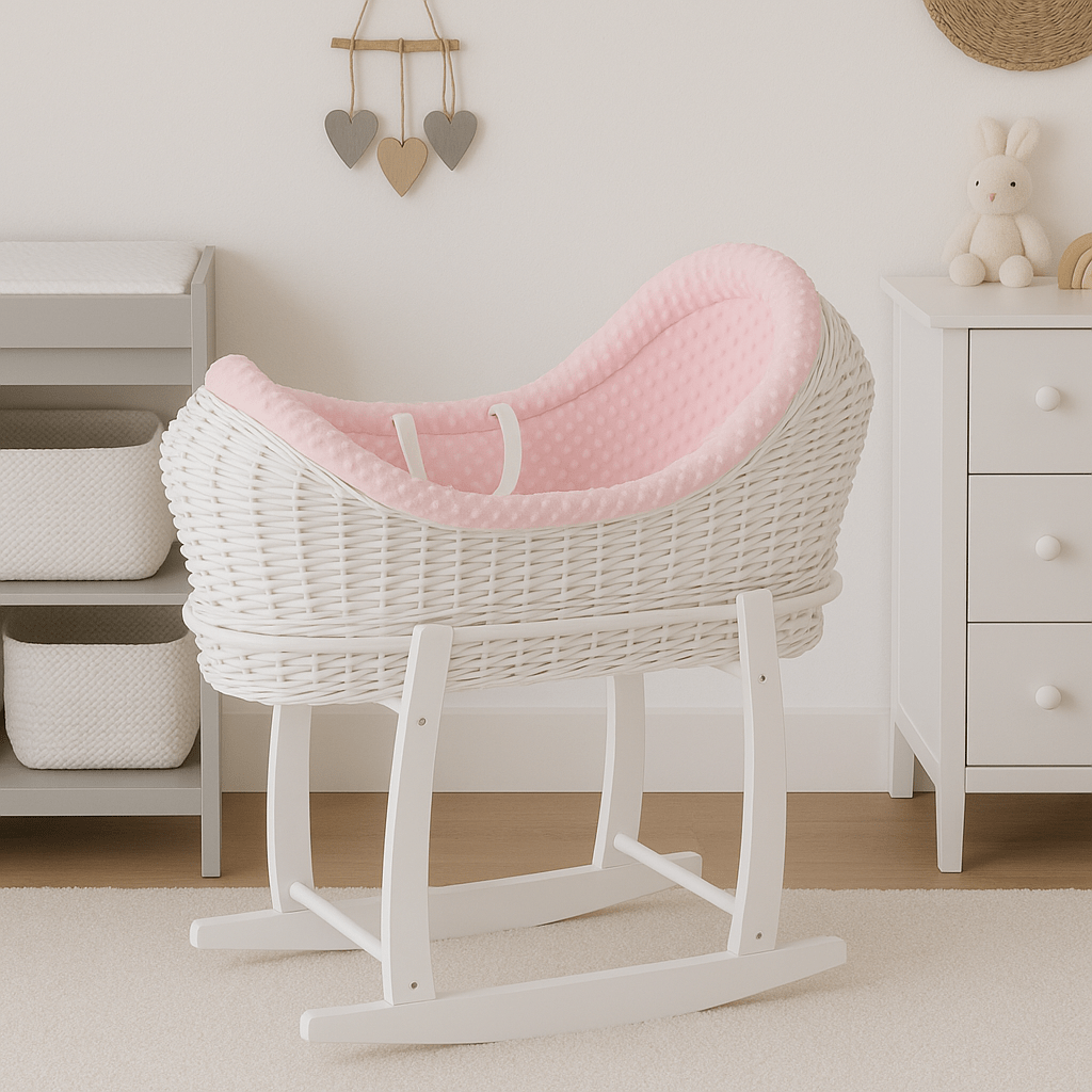 Wicker Deluxe Pod Baby Moses Basket With Stand - Glamorous Boutique