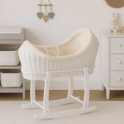 Wicker Deluxe Pod Baby Moses Basket With Stand - Glamorous Boutique