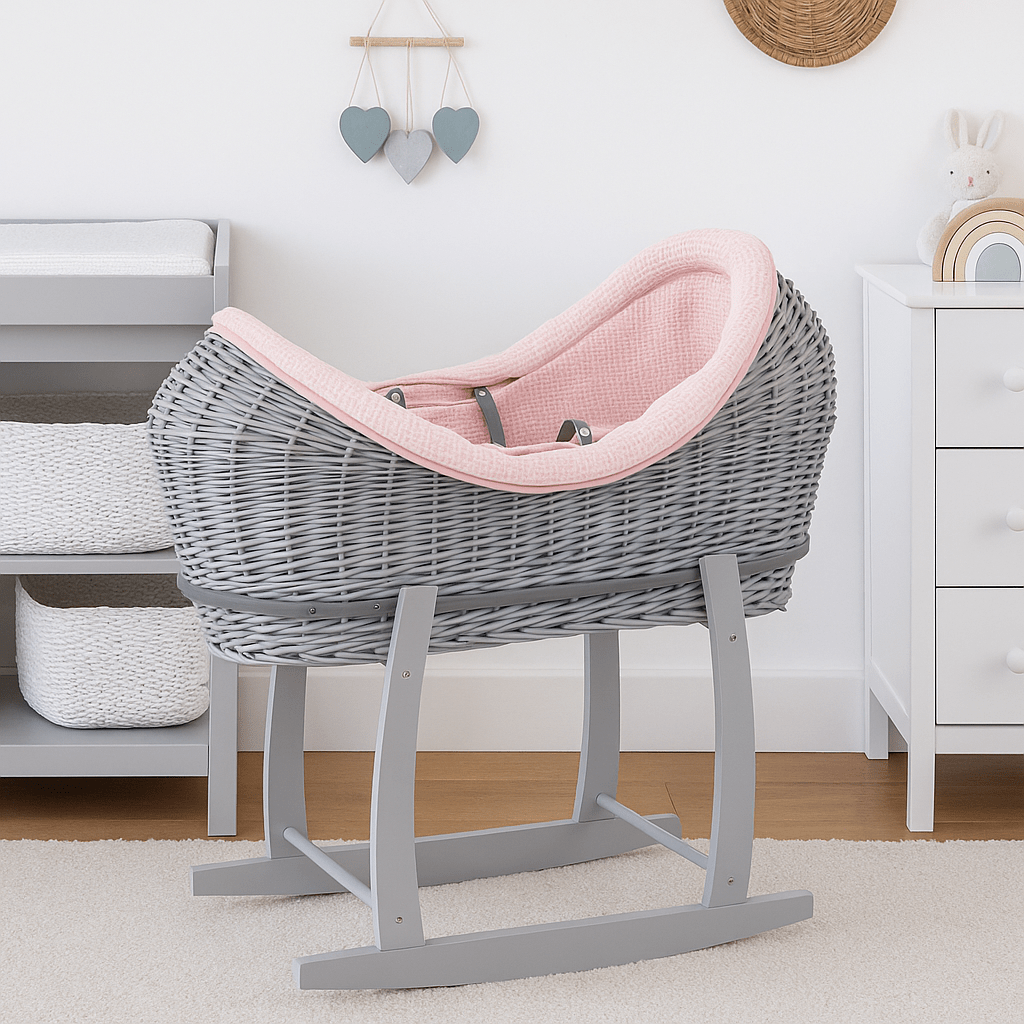 Wicker Deluxe Pod Baby Moses Basket With Stand - Glamorous Boutique