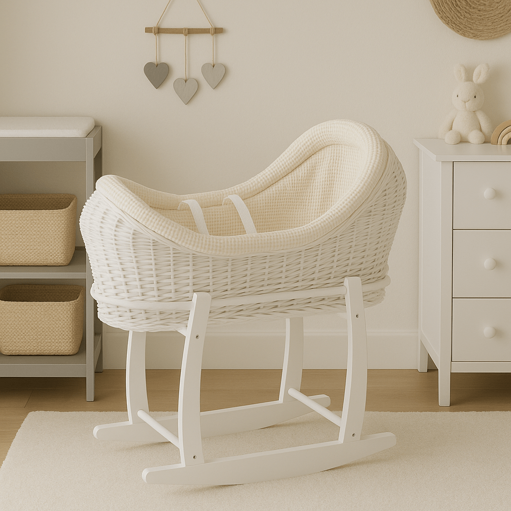 Wicker Deluxe Pod Baby Moses Basket With Stand - Glamorous Boutique