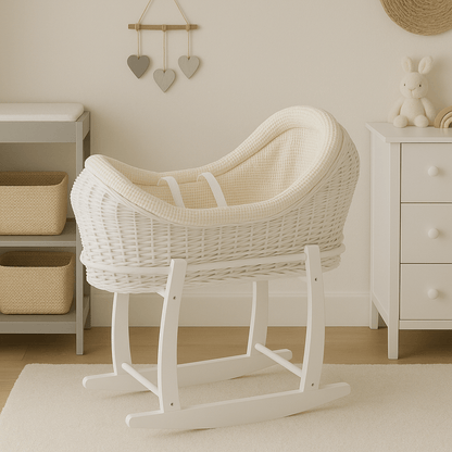 Wicker Deluxe Pod Baby Moses Basket With Stand - Glamorous Boutique