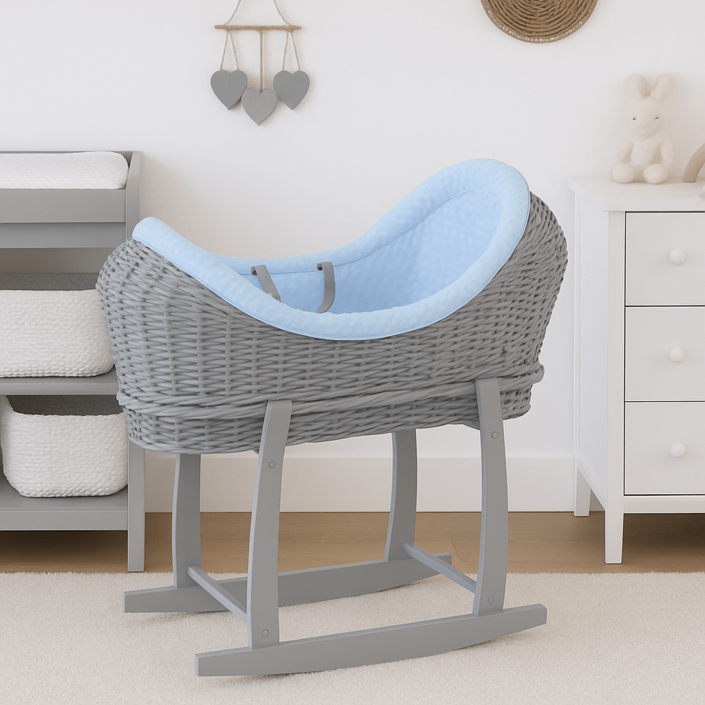 Wicker Deluxe Pod Baby Moses Basket With Stand - Glamorous Boutique