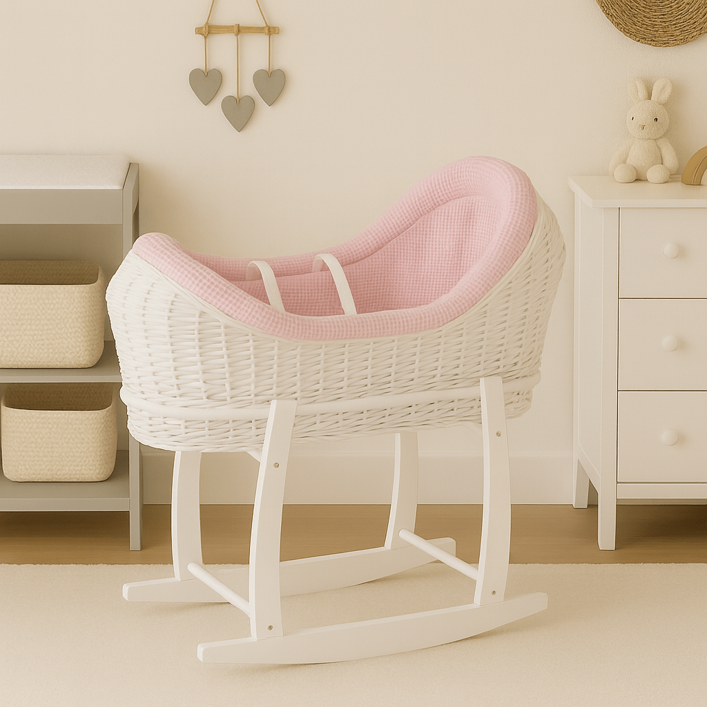 Wicker Deluxe Pod Baby Moses Basket With Stand - Glamorous Boutique