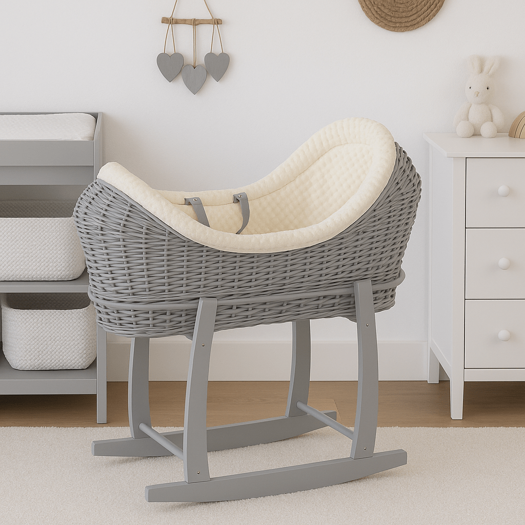 Wicker Deluxe Pod Baby Moses Basket With Stand - Glamorous Boutique