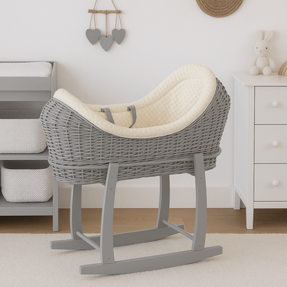 Wicker Deluxe Pod Baby Moses Basket With Stand - Glamorous Boutique