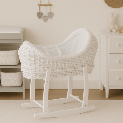 Wicker Deluxe Pod Baby Moses Basket With Stand - Glamorous Boutique