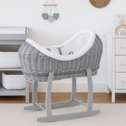 Wicker Deluxe Pod Baby Moses Basket With Stand - Glamorous Boutique