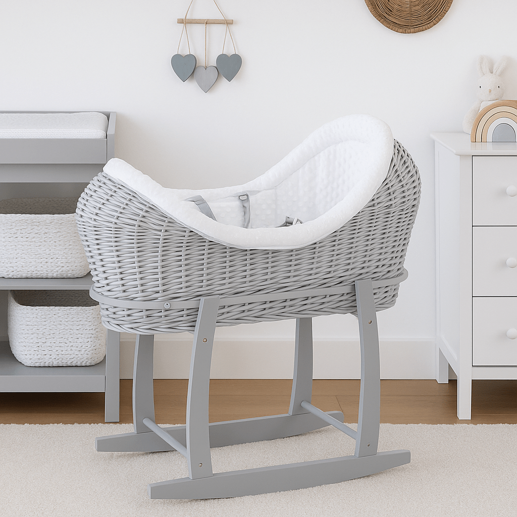 Wicker Deluxe Pod Baby Moses Basket With Stand - Glamorous Boutique
