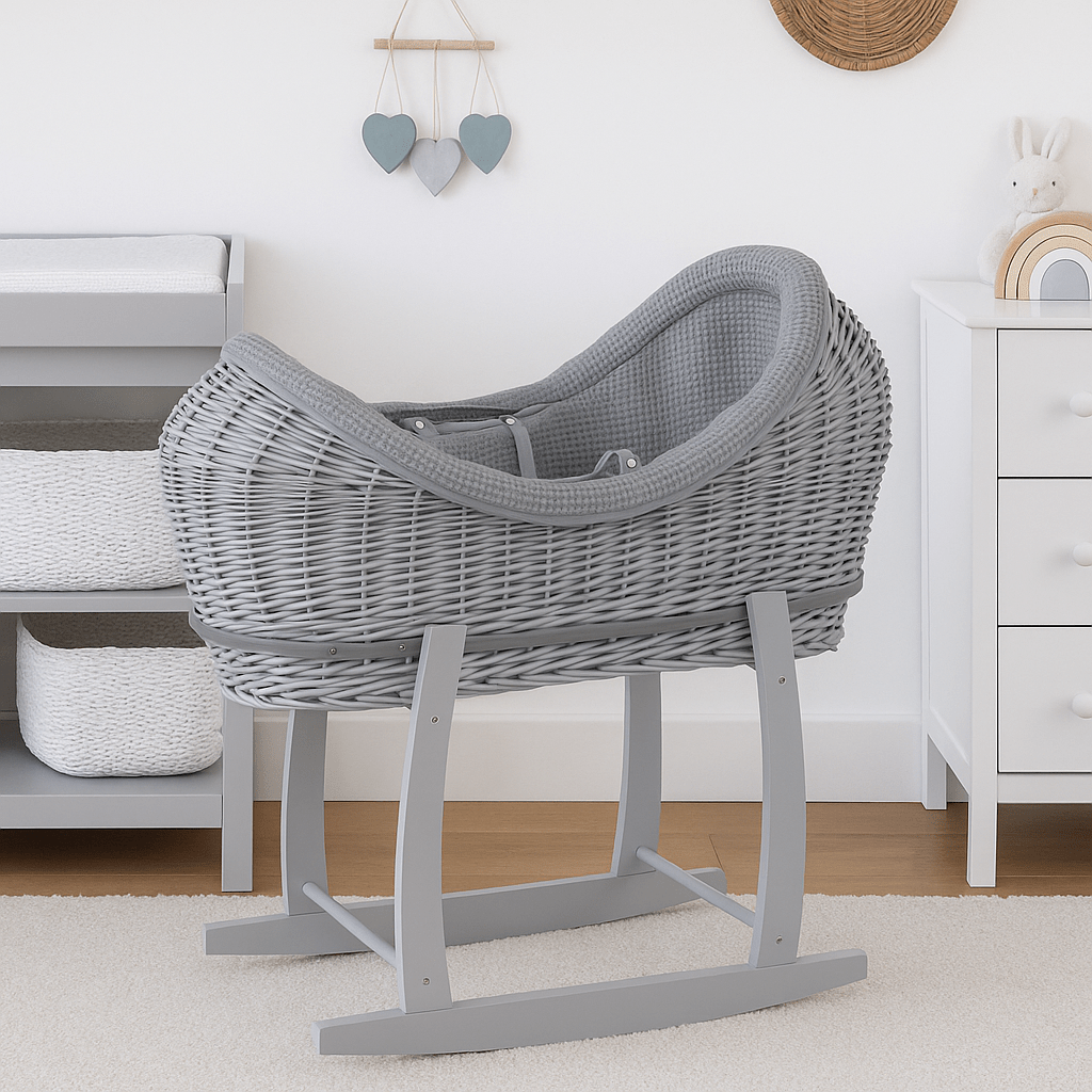 Wicker Deluxe Pod Baby Moses Basket With Stand - Glamorous Boutique