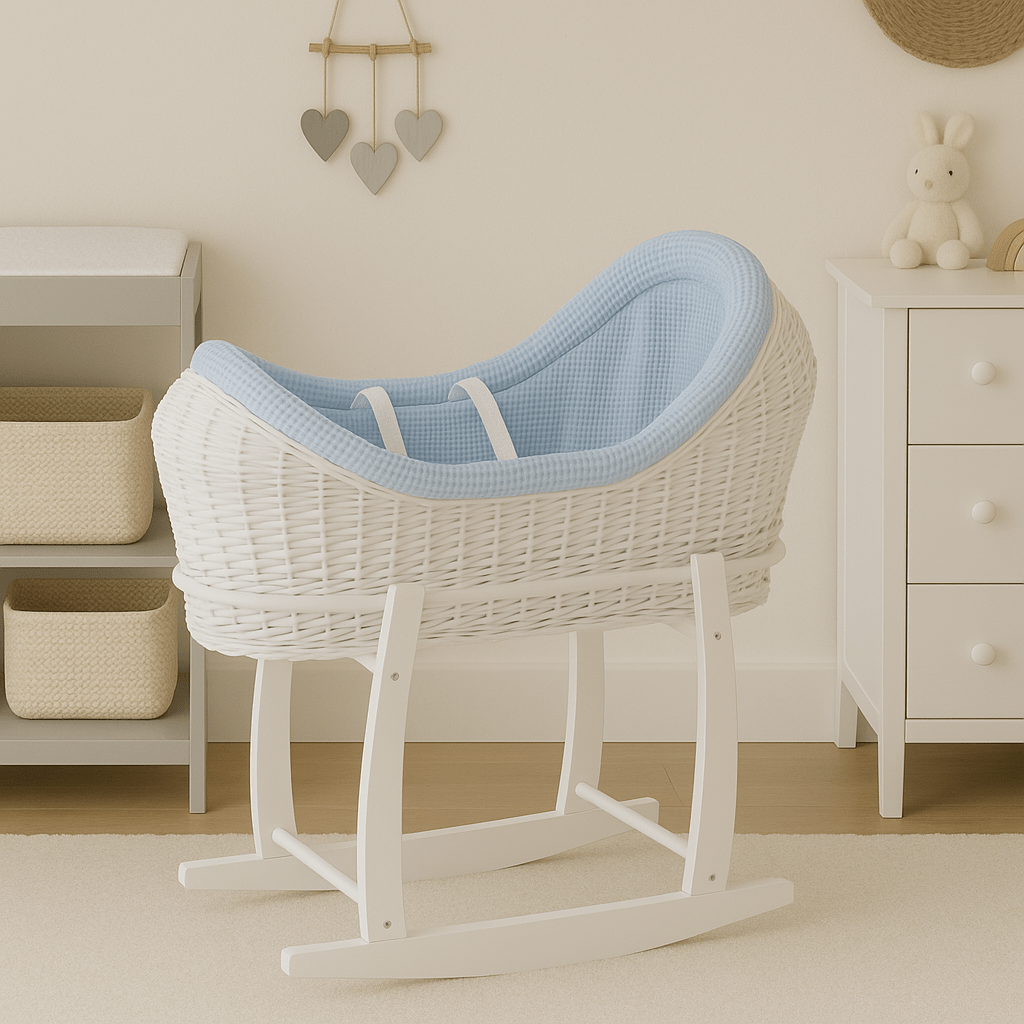Wicker Deluxe Pod Baby Moses Basket With Stand - Glamorous Boutique