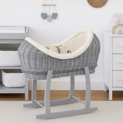 Wicker Deluxe Pod Baby Moses Basket With Stand - Glamorous Boutique