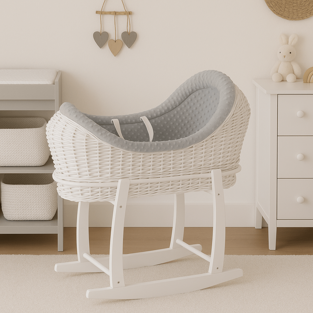 Wicker Deluxe Pod Baby Moses Basket With Stand - Glamorous Boutique