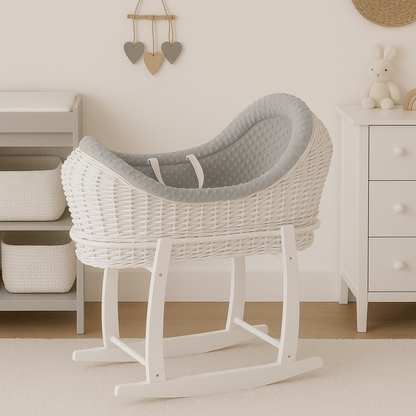 Wicker Deluxe Pod Baby Moses Basket With Stand - Glamorous Boutique