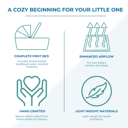 Wicker Moses Basket - Glamorous Boutique